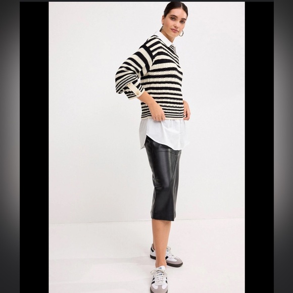 Next Stripe Stitch Detail - Regular Fit- Women’s Sweater - black and ecru cream - Picture 8 of 8